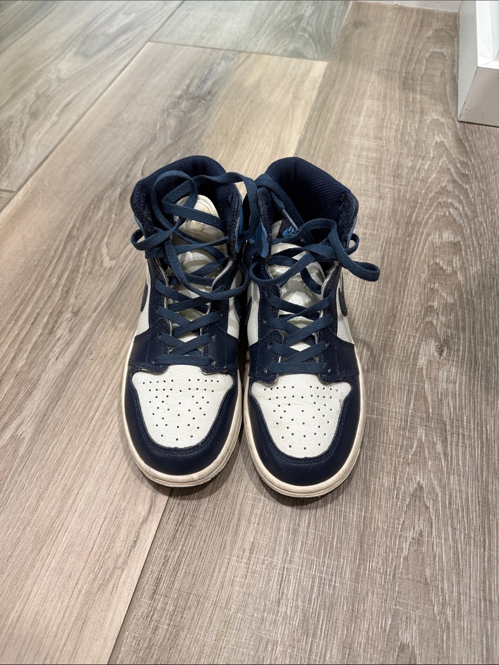 Navy and White High-Top Nike Sneakers